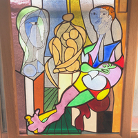 ステンドグラス、生徒さん作、ピカソ模写「彫刻家」のサムネイル